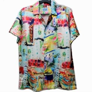 Fresh Prints Of Bel Air Multicolor Button Up Shirt Short Sleeves Size Medium